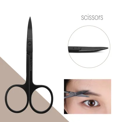 Makeup Grooming Kit: Brush, Comb, Scissors & Eyebrow Tools