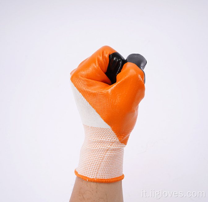 Guanti in nitrile in rivestimento in nylon con nitrile nero immerso