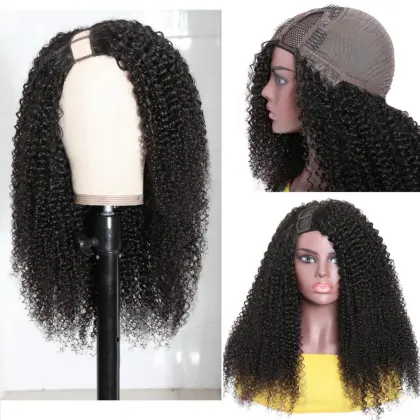 Wholesale India U Part Curly Wig Glueless 150% Density Remy Wigs U Part Curly 100% Human Hair Wig