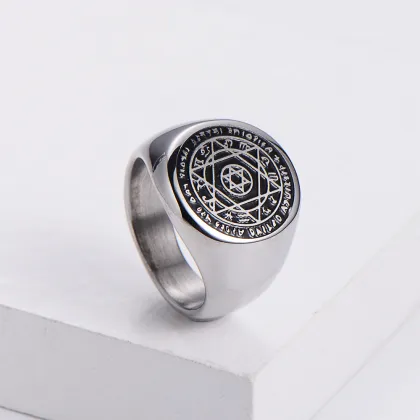 Stainless Steel Gold Plated Star of David Islamic Solomon Ring for Men: Unique Men's Jewelry