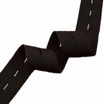 Black Button Hole Elastic Webbing in Various Widths