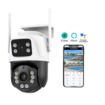 Caméra WiFi à double écran 360 - CCTV de sécurité à domicile HD 6MP 3K
