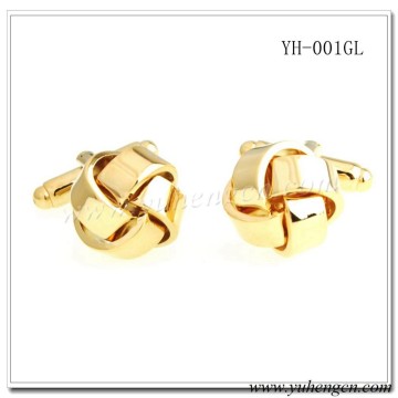 YH-001GL Mens Gold Classic Plain Knot Cufflinks