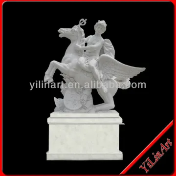 White Marble Knight Sculpture With A Horse (YL-D017)