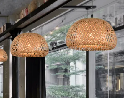 Modern Handmade Rattan Wooden Bird Nest Pendant Lamp