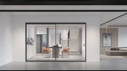 Narrow Edged Double Tempered Glass Sliding Door