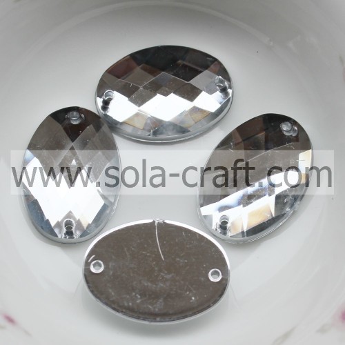 Sparkle 13 * 18 mm Cristal Plata Acrílico Corte completo Oval Lentejuelas redondas Espejo Cuentas Charm Craft