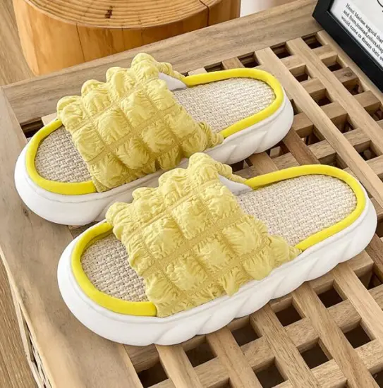 Top Selling Unisex Flax Linen Cotton Slippers for Home and Bedroom