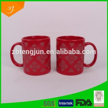 High Quality Ceramic Coffee Mug,Hot Sale Red Glaze Engraved Ceramic Coffee Mug