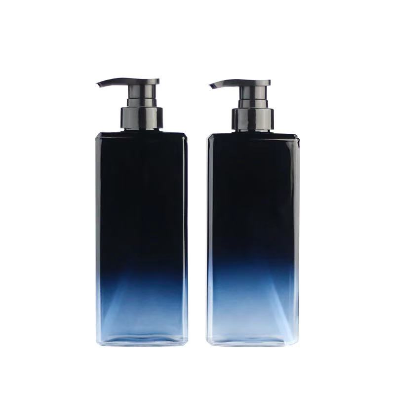 Black square shape plastic petg 500ml shampoo hotel