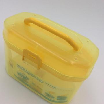 yellow household plastic storage box