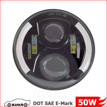 Black Chrome color 7" DOT certificate Jeep Round Led Headlight Kit