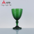 Eco-Friendly Machine-made Clear Stem Green Wine Glass cup