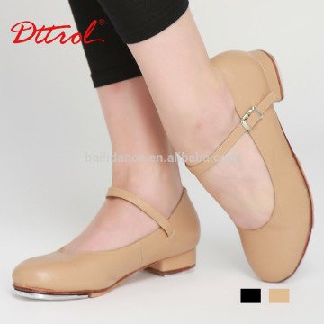 D004727 Dttrol black and tan genuine cow leather tap dance shoes women heel