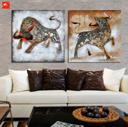 Mural-Style Bull Ox Oil Painting