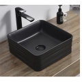 Square Matte Black Wash Basin Ceramic Art Basin