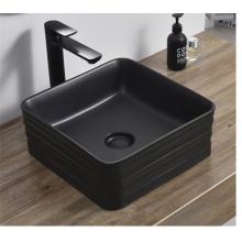 Lavabo cuadrado negro mate Lavabo artístico de cerámica