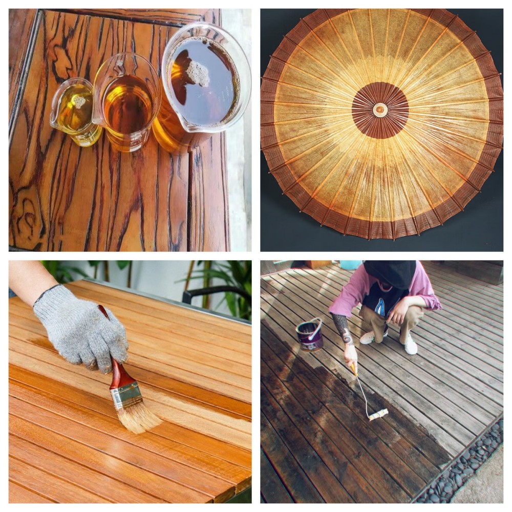 Natural Tung Oil Liquid Applying To Wood