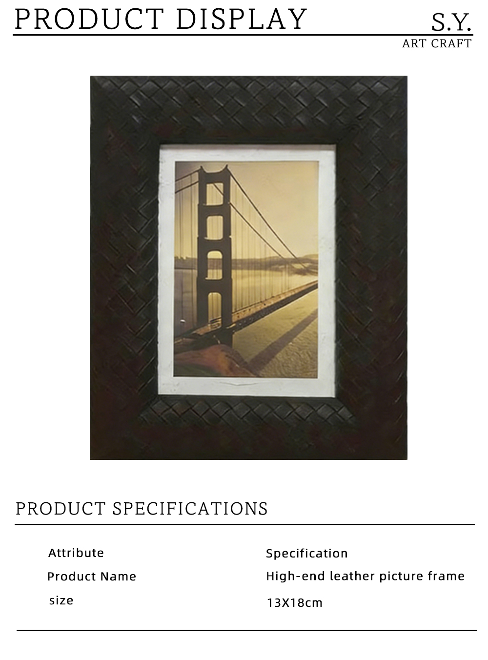 Elegant Leather Picture Frame with Textured Design X