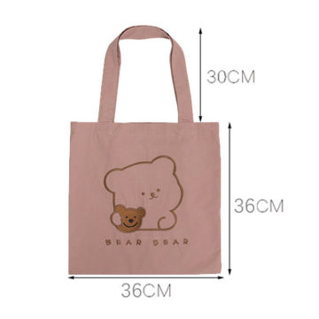 Bear Women Canvas Handbags Student Bag Embroidery Cloth