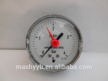 high quality red pointer plastic bar pressure gauge with center back connection