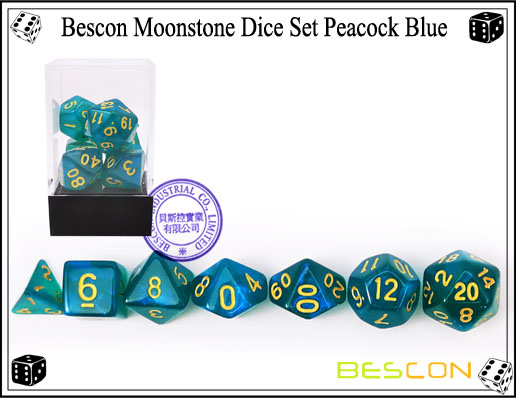 Peacock Blue Dice Set-5