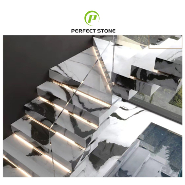 Factory Supply White Stair Sintered Stone Slabs for Panda Theme Countertop and Wall Background Decoration