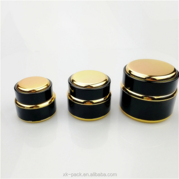 Packaging per la cura della pelle di fascia alta: barattoli di vetro in alluminio opaco in oro nero di lusso