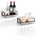 Wine Rack Wall Mounted Wall Mounted Wine Shelves with Stemware Hanger Manufactory