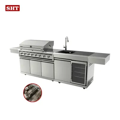 Commercial Use Canteen BBQ Oven Grill and Sink Cabinet BBQ Set Grill Kithchen