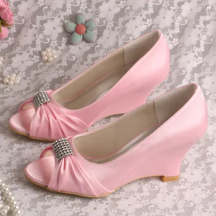 Royal Blue Evening Shoes Wedge Heel