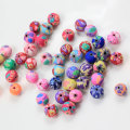 New Arrive 6mm 8mm 10mm 12mm Polymer Clay Beads Printing Flower Pattern Round Loose Beads Mix Color For Jewelry Making