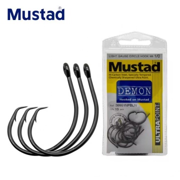 Mustad 39951NP-BN Demon Carbon Steel Circle Hooks for Big Game Tuna Sea Fishing