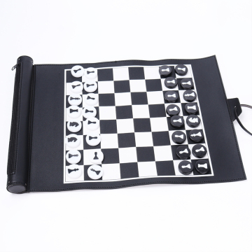 Premium Outdoor Fun Toy and Games Set: Roll Folding Chess Board, Checkers, Luxury Backgammon Chips for Children