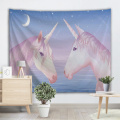 Two Unicorns Tapestry Pink Blue Wall Hanging Animal Love Tapestry for Livingroom Bedroom Home Dorm Decor