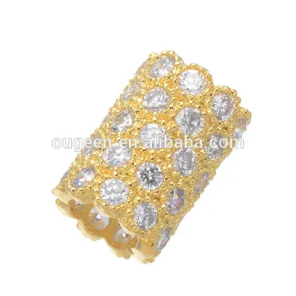 hot sale platinum colour diamond cz micro pave bead brass metal loose beads for snake bracelet