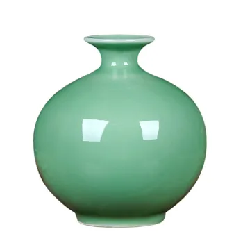 Chinese Vintage Jingdezhen Decorative Fine Porcelain Jade Vases High Temperature Green Glazed Ceramic Flower Vase Creative Gifts