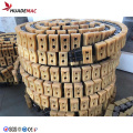 Plastic pipe haul off machine rubber blocks