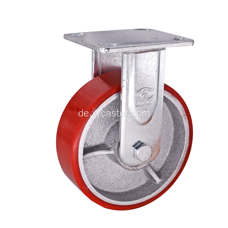 Red Heavy Duty PU auf Gusseisen Caster