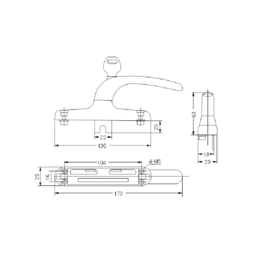 Llave larga serie manija bloqueable multipunto