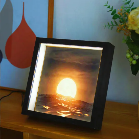 8 Inch Wood Photo Frame with LED Light for Bedroom Wall Art Decor