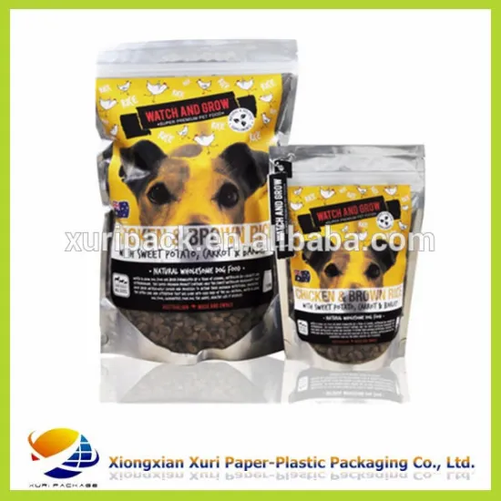2015 cheap custom printed zip lock pet food packaging bags with easy tear