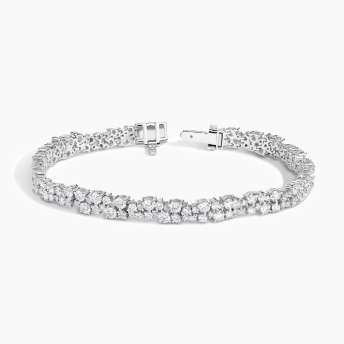 สร้อยข้อมือเทนนิสไวท์โกลด์ 18K สุดหรู ประดับเพชร Lab Grown