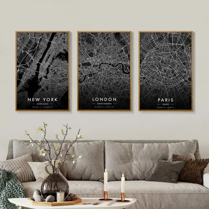 Modern Dark New York City Map Canvas Print