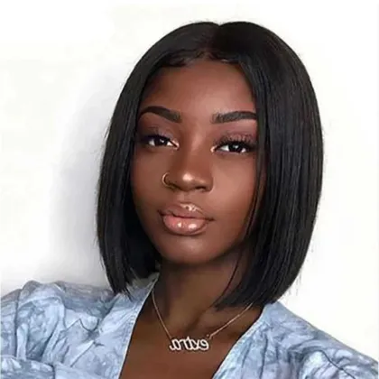 Natural black  Bob Wig Depuy Synthes Tfnadvanced Female High Temperature Silk Chemical Fiber Lace front  colored  Bob Wig