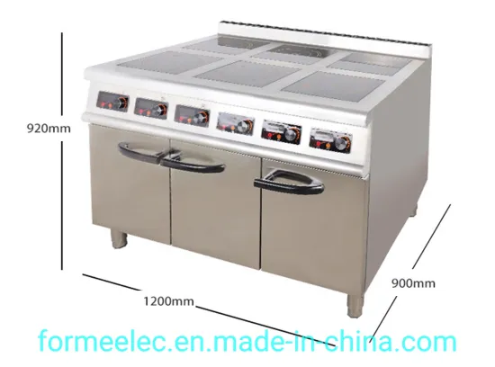 21kw Commercial Induction Cooker 6 Square Plate Induction Heater with Cabinet