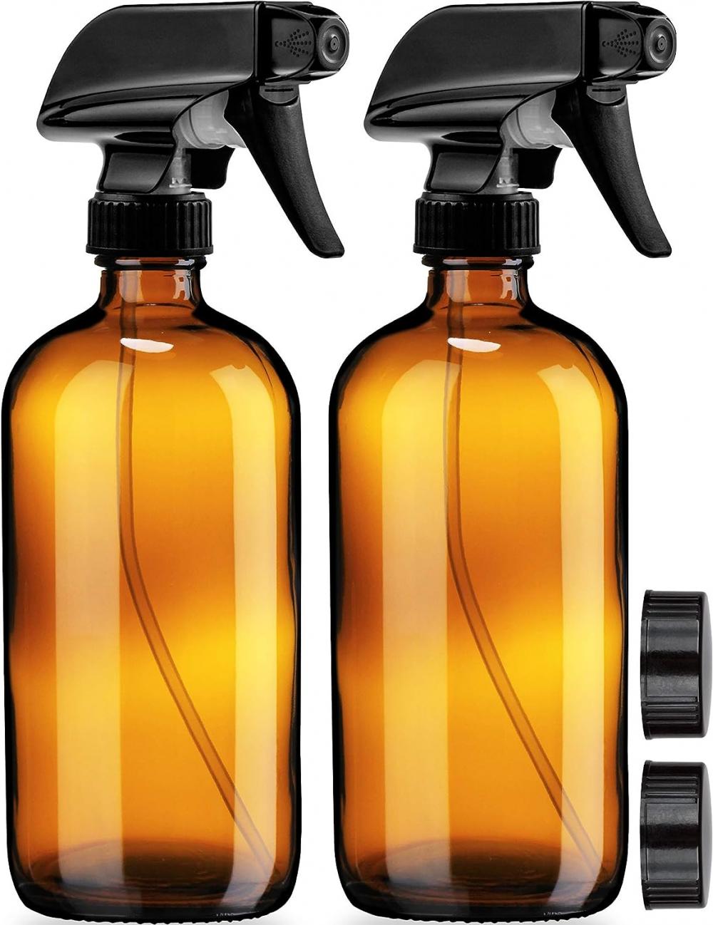 16oz Large Refillable Amber Glass Trigger Spray Bottles