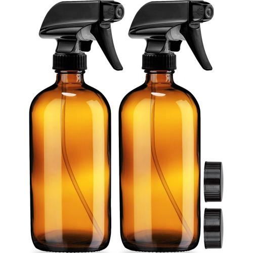 16 oz bouteilles de pulvérisation de déclenchement en verre ambre rechargeable