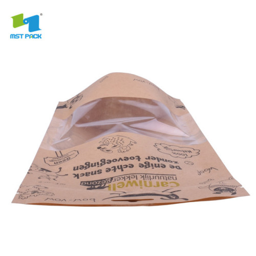 custom logo resealable kraft paper pet food zip lock bag for freezer