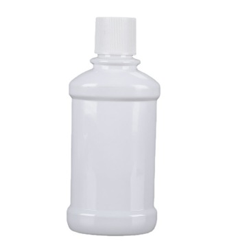 Empty White Long Neck PET Plastic 250mL Mouthwash Bottle with Cap